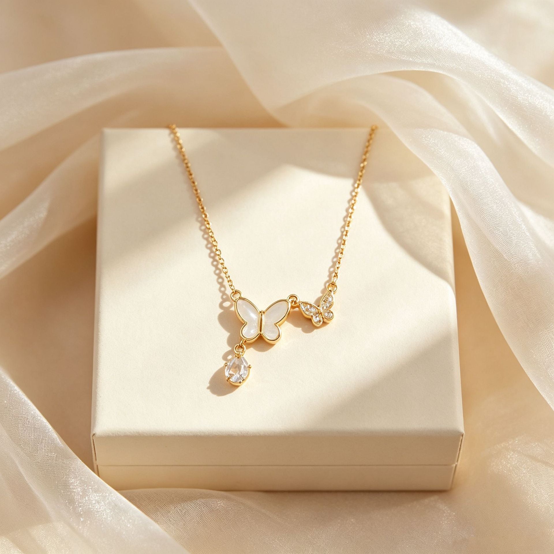 Wholesale Gold Double Butterfly Rhinestone Choker Necklace Fashion Jewelry Gift for Women