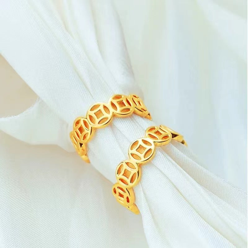 Wholesale Titanium steel 18K gold vintage lucky copper ring