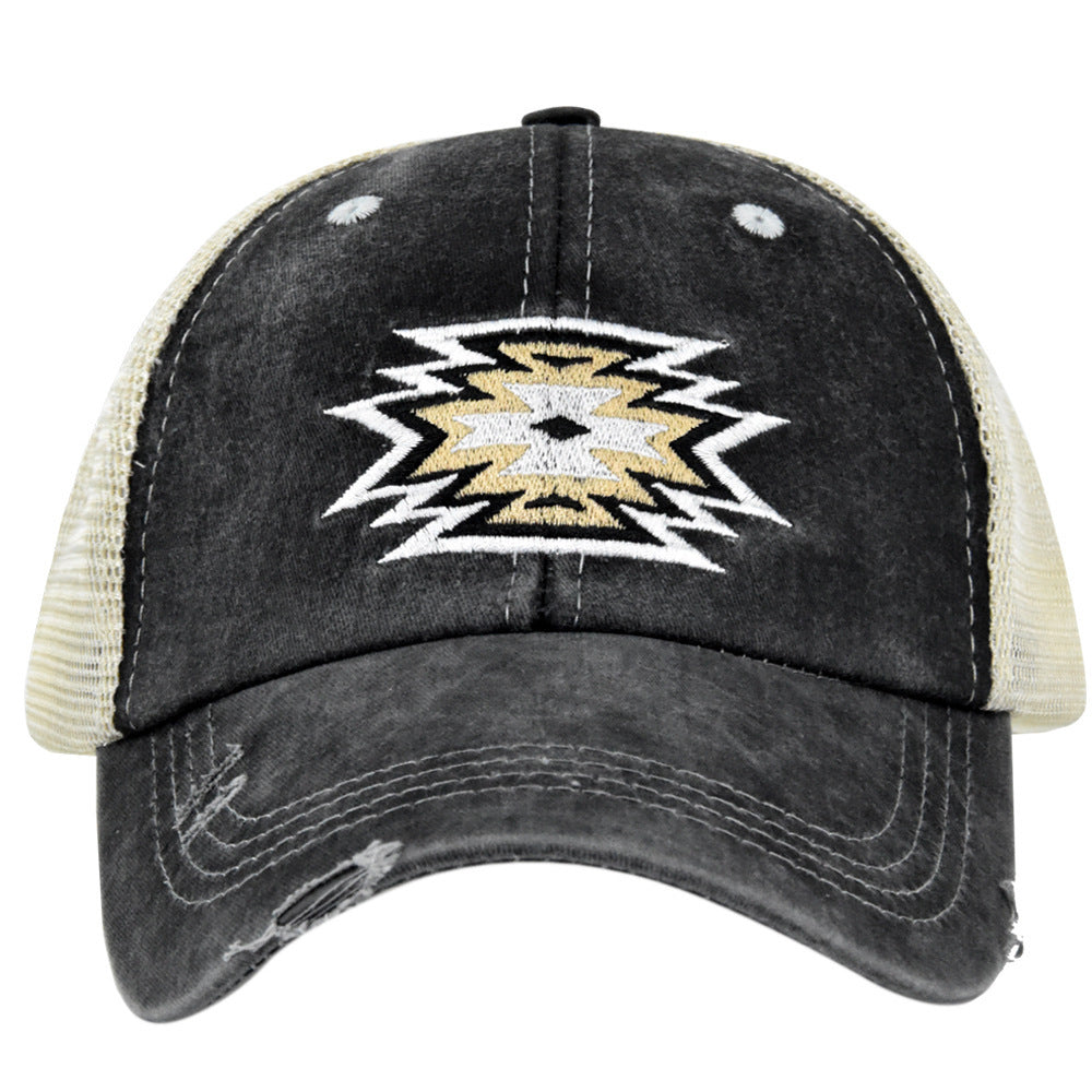 Wholesale Western Style Aztec Embroidered Mesh Baseball Cap Hat ACC-HT-YuXue001