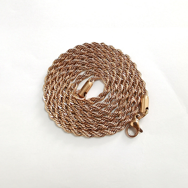 Wholesale Stainless Steel Fried Dough Twists Men's Necklace ACC-NE-Zhirui004