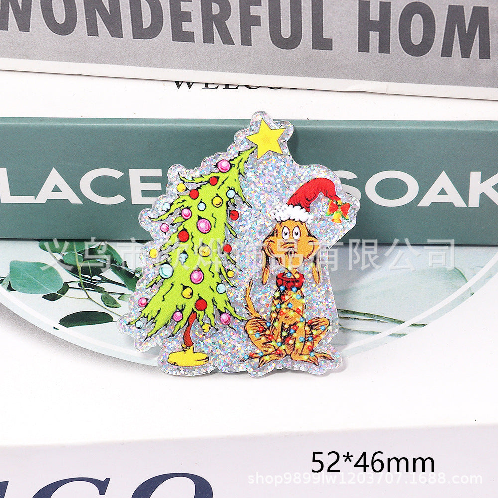 Wholesale 10pcs DIY Flatback Cartoon Christmas Acrylic Flatback Badge Reels Retractable Keychain DIY Accessories