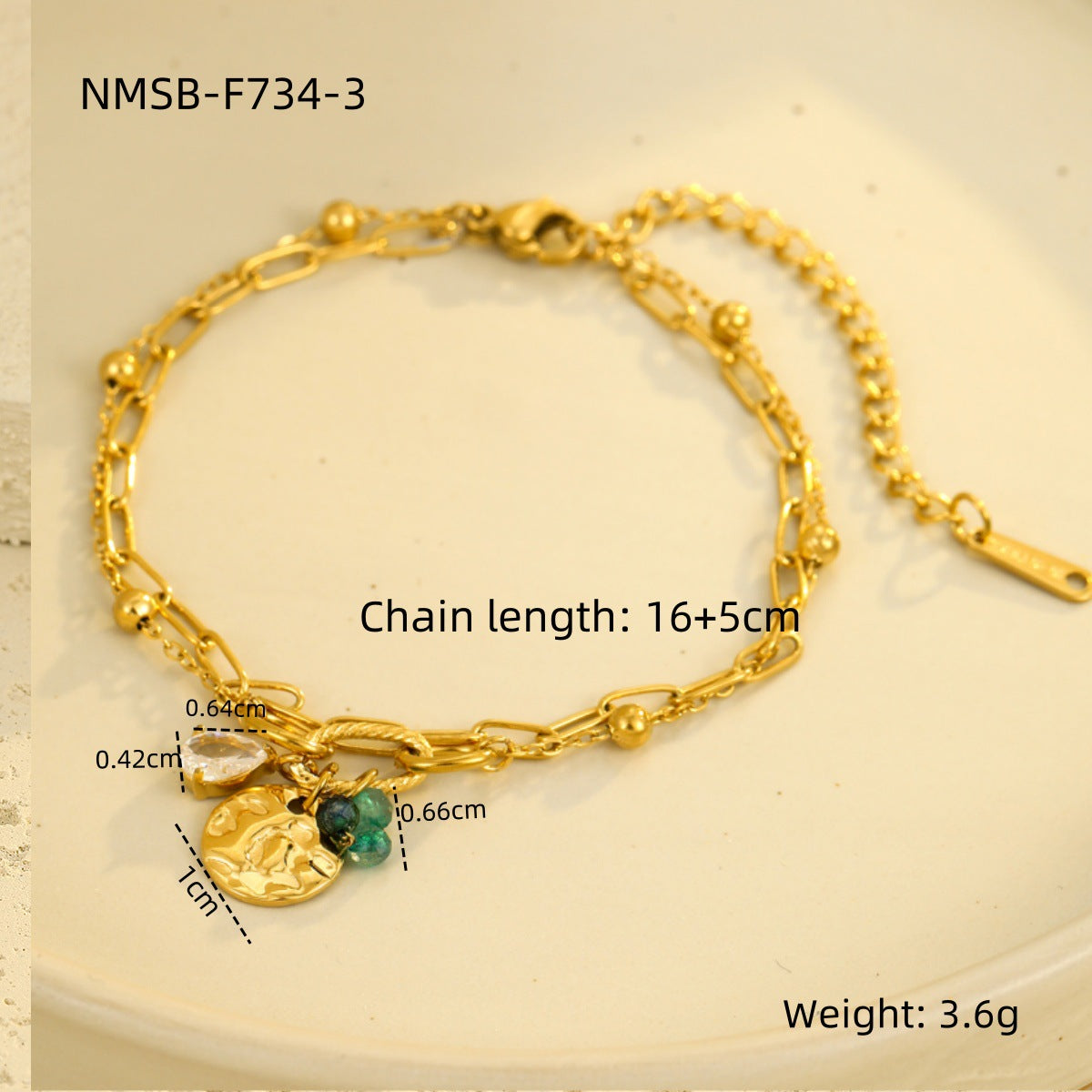 Wholesale Light Luxury  Stainless Steel Bracelet Water Drops Zircon Pearl Pendant  Bracelet Jewelry