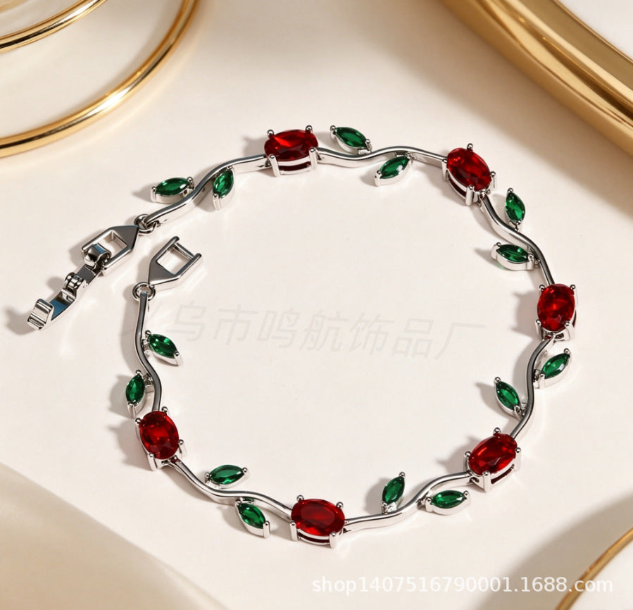 Wholesale Trendy Leaf Design Rhinestone Bracelet,  Fashion Accessory for Everyday Wear or Boutique Resale