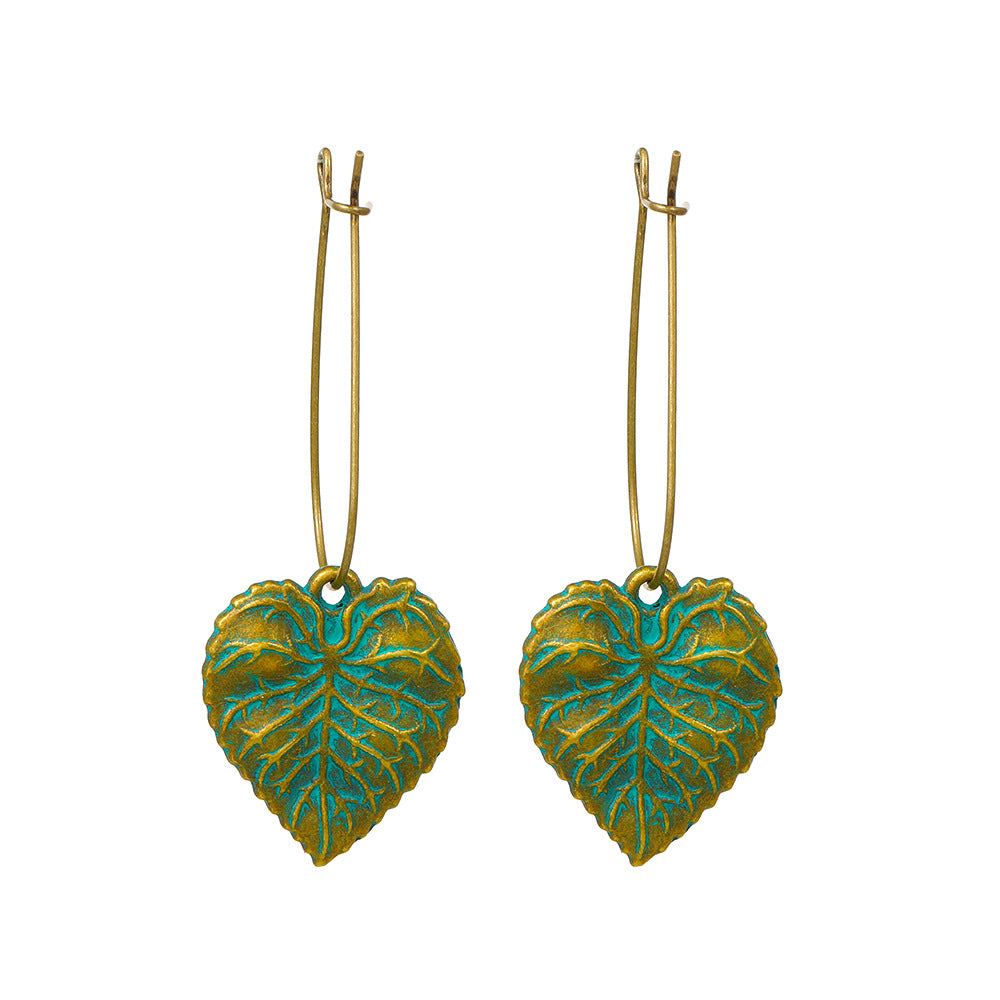 Wholesale Vintage Green Alloy Bohemian Floral Hollow Carved Earrings Fashion Accessory Gift