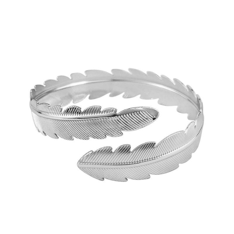 Wholesale  Metal Feather Arm Bracelet Punk Ladies Simple Leaf Bracelet Jewelry