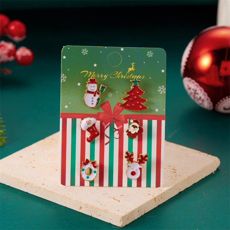 Wholesale Christmas tree wreath elk 6 pack brooch