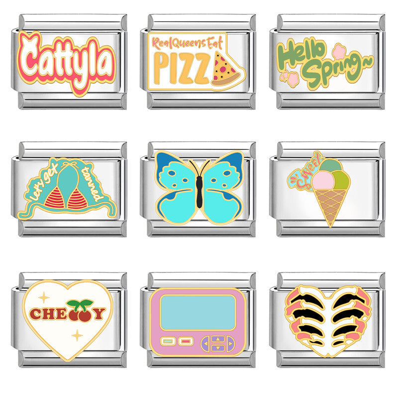 Wholesale  Italian Beaded Bracelet 9mm DIY Splicing Removable Vintage Stainless Steel Combinable Bracelet