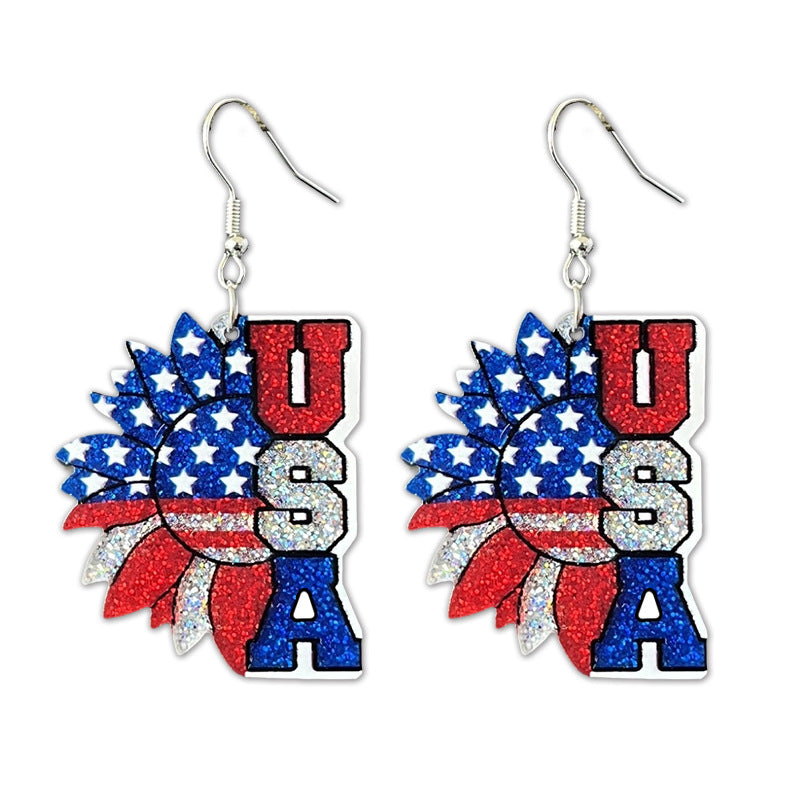 Wholesale Independence Day July 4  Shiny Bald Eagle Boots Butterfly Earrings