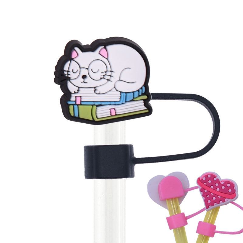 Wholesale Random 100pcs Animal Pet Cat Straw Cover 10MM Straw Tube Cap