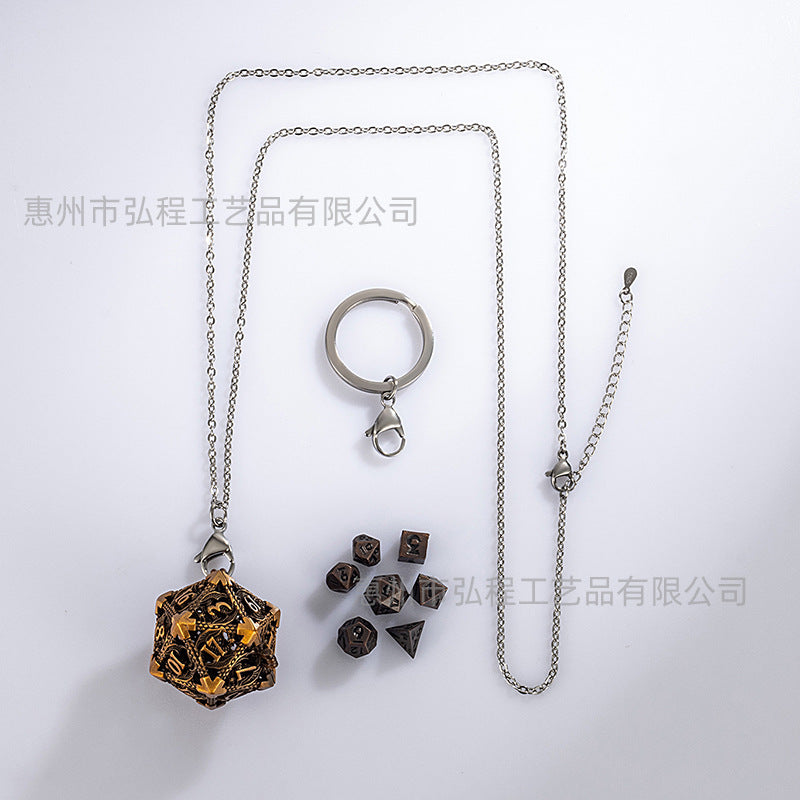 Wholesale Mini Metal Hollow Dice Pendant Set Necklaces ACC-NE-HongC001