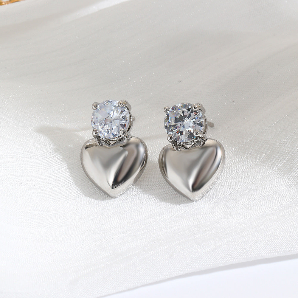 Wholesale  personality copper plated 18k zircon love earrings