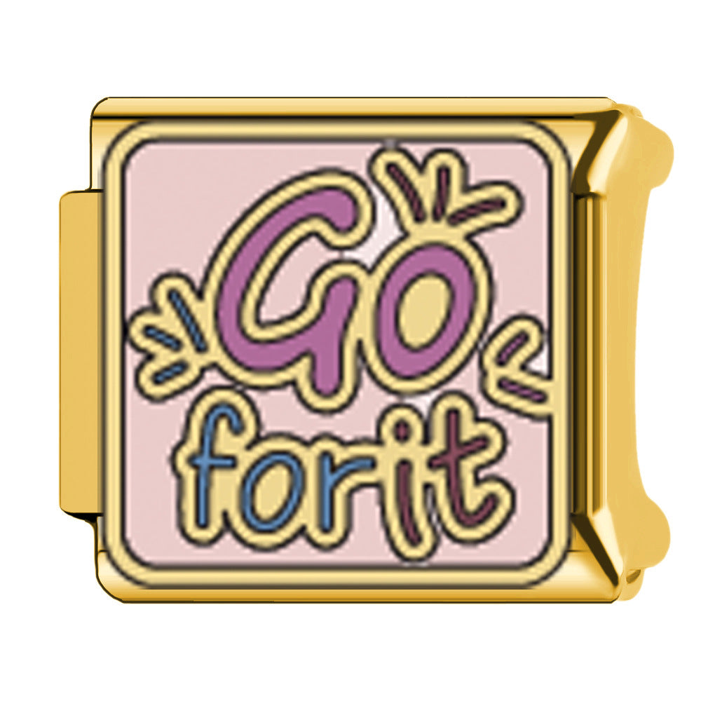 Wholesale  Italian Charm Bracelet 9mm DIY welding oil dripping Creative Stainless Steel Composable Bracelet