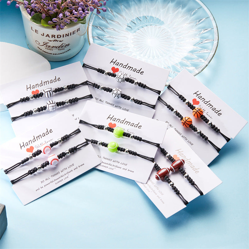 Wholesale ball bead bracelet creative versatile volleyball tennis hand-woven adjustable bracelet