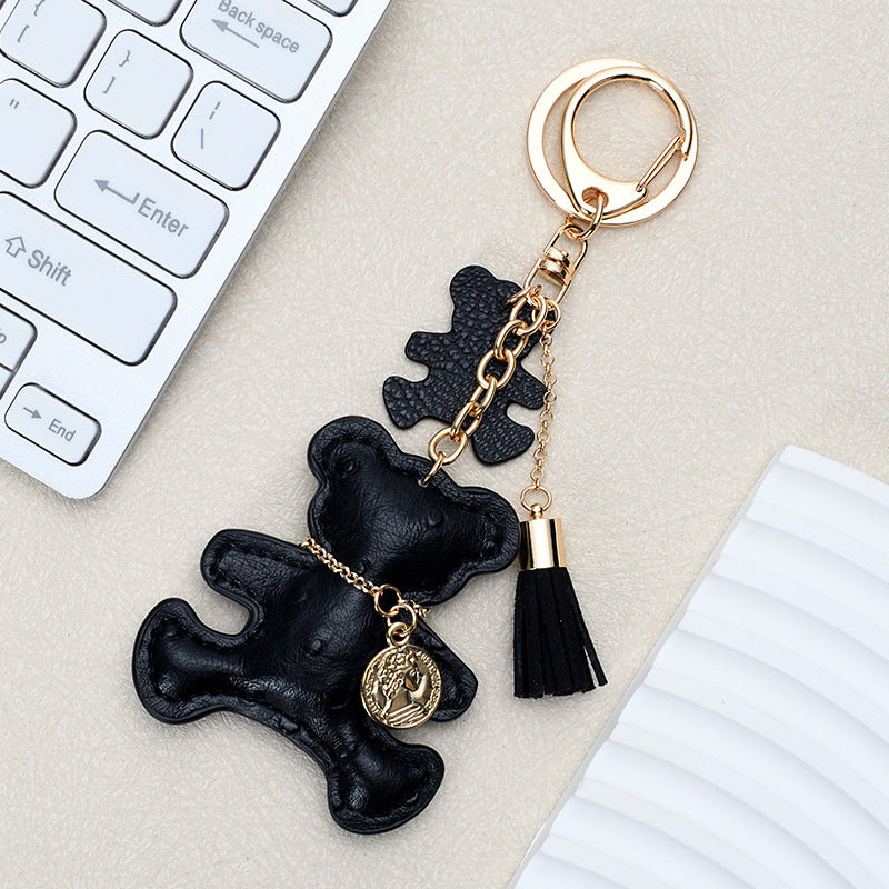 Wholesale Chic White Leather Bear Keychain - Decorative Bag Charm &  Car Key Accessory
