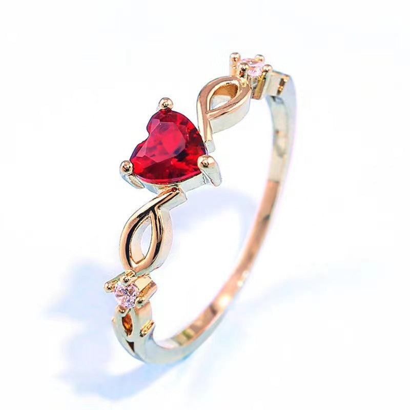 Wholesale Women S Heart Shaped Sea Blue Topaz Ring Alloy Fashion Jewelry Accessory Gift