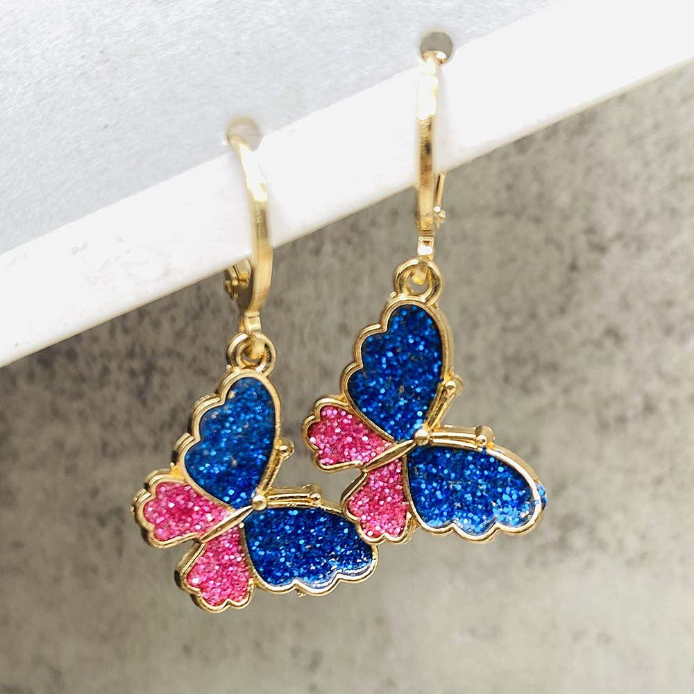 Wholesale Colorful Glitter Butterfly Earrings