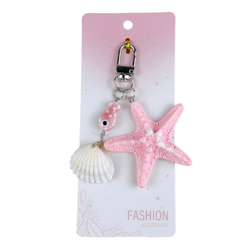 Wholesale Cartoon Starfish Keychain Cute Shell Keyring Backpack Decorative Fashion Accessory Gift