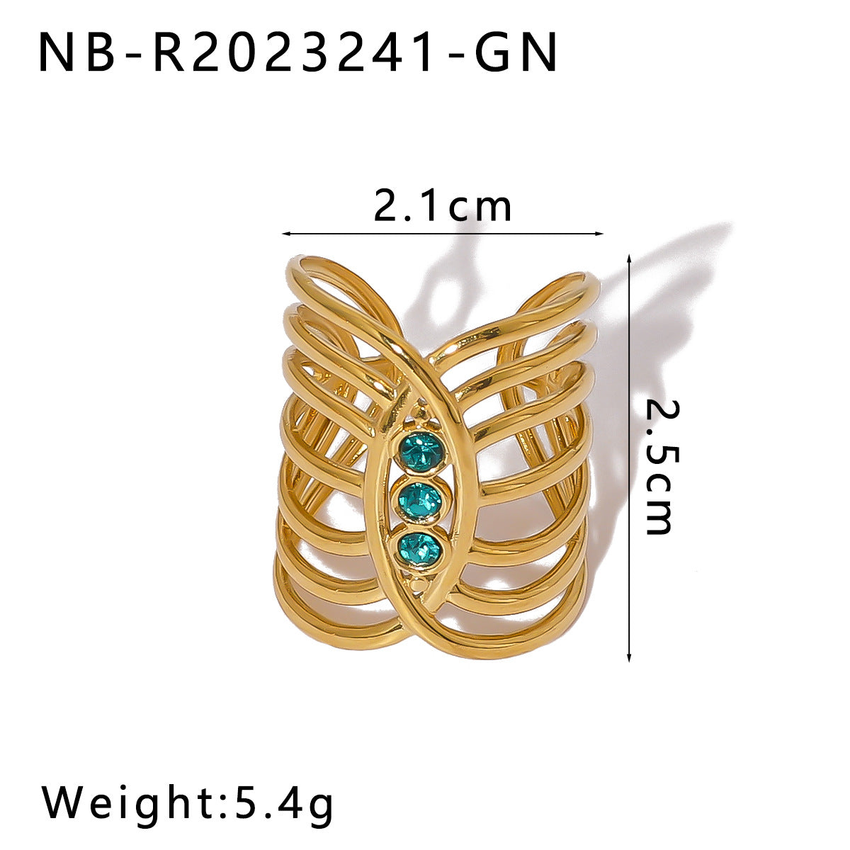 Wholesale Stainless Steel 18K Gold Plated Zircon Rings ACC-RS-XinY011