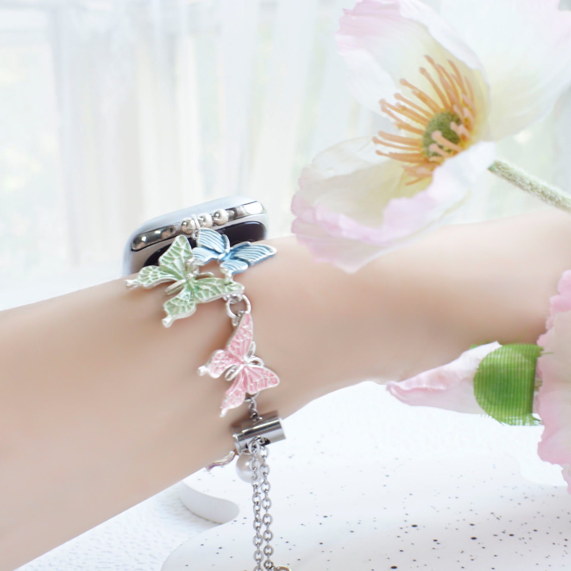 Wholesale Butterfly Faux Pearl Bracelet-Style Watch Strap