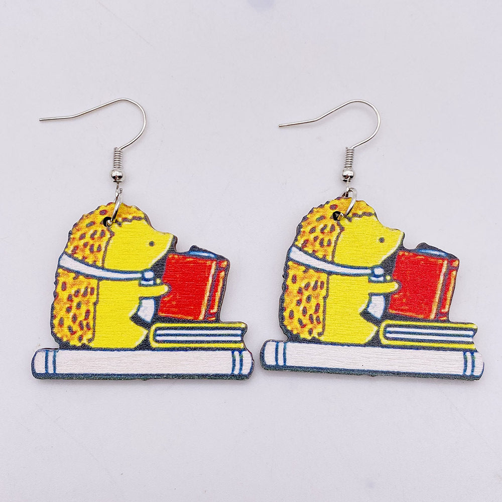 Wholesale wooden earrings pencil books  earrings