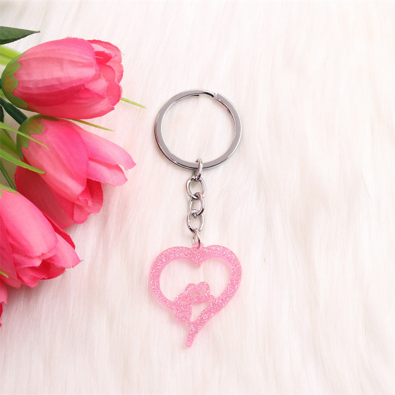 Wholesale Valentine's Day Dog Paw LOVE Acrylic Keychain