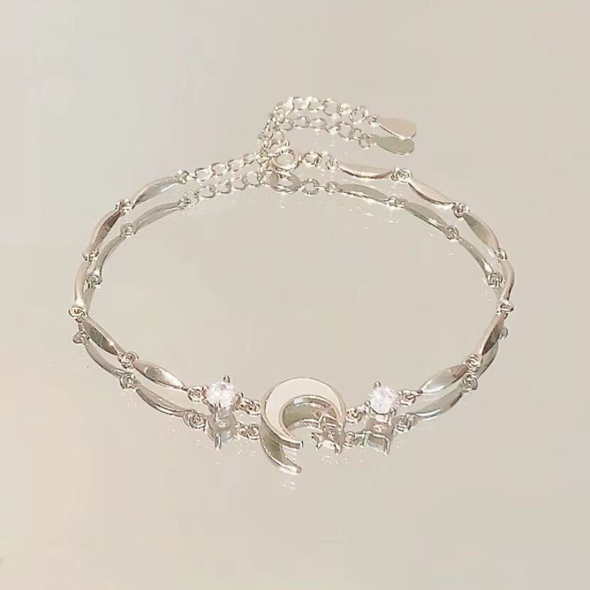 Wholesale Flower Alloy Bracelet Personalized Crescent Zircon Bracelet ACC-BT-Bayue004