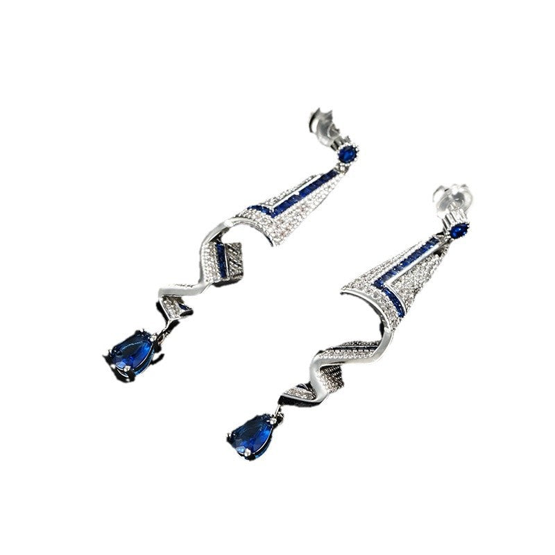 Wholesale  Retro Satin Style Earrings  Blue Green Elegant Earrings