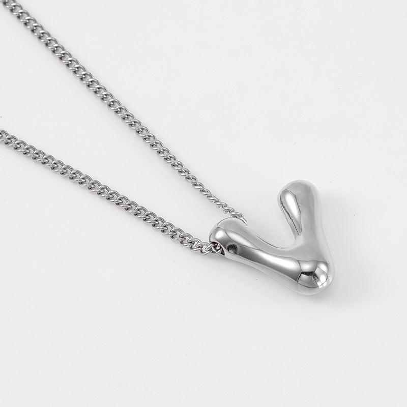 Wholesale Titanium Steel  balloon bubble letter pendant female necklace