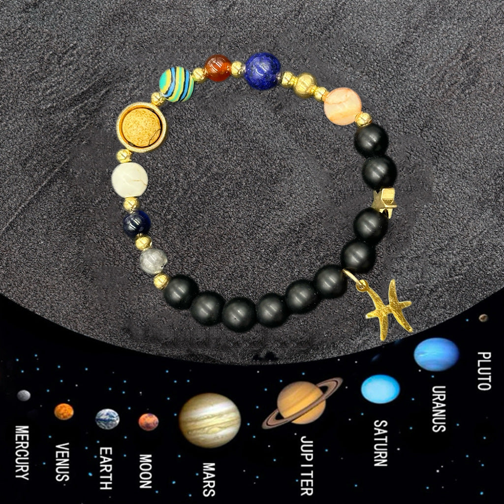 Wholesale Natural stone 12 zodiac sign beaded bracelet