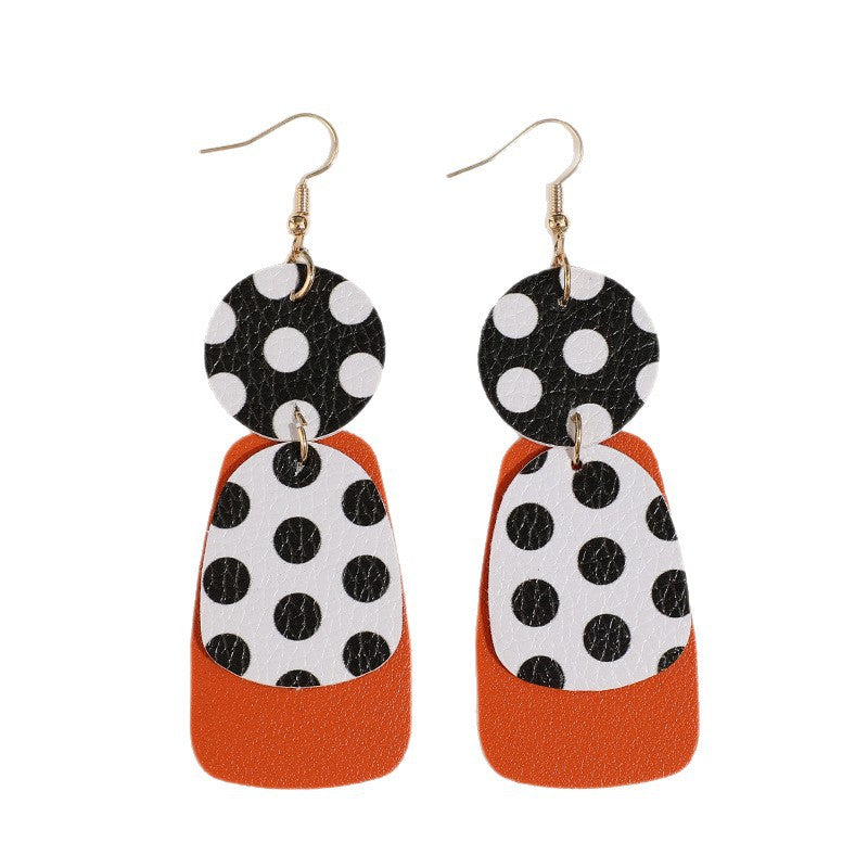 Wholesale Bohemian Geometric Color-Block Leather Earrings - Trendy Jewelry Accessory for Everyday Wear