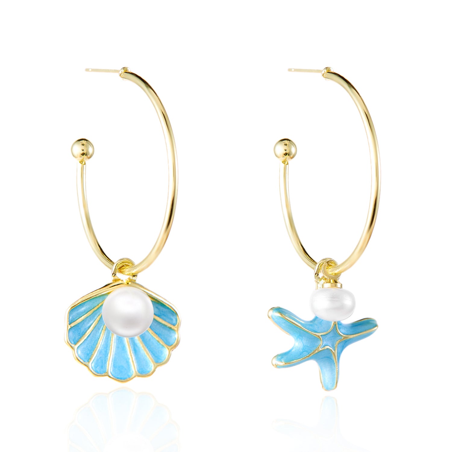 Wholesale Ocean Style Pearl Earrings Shell Starfish Jewelry