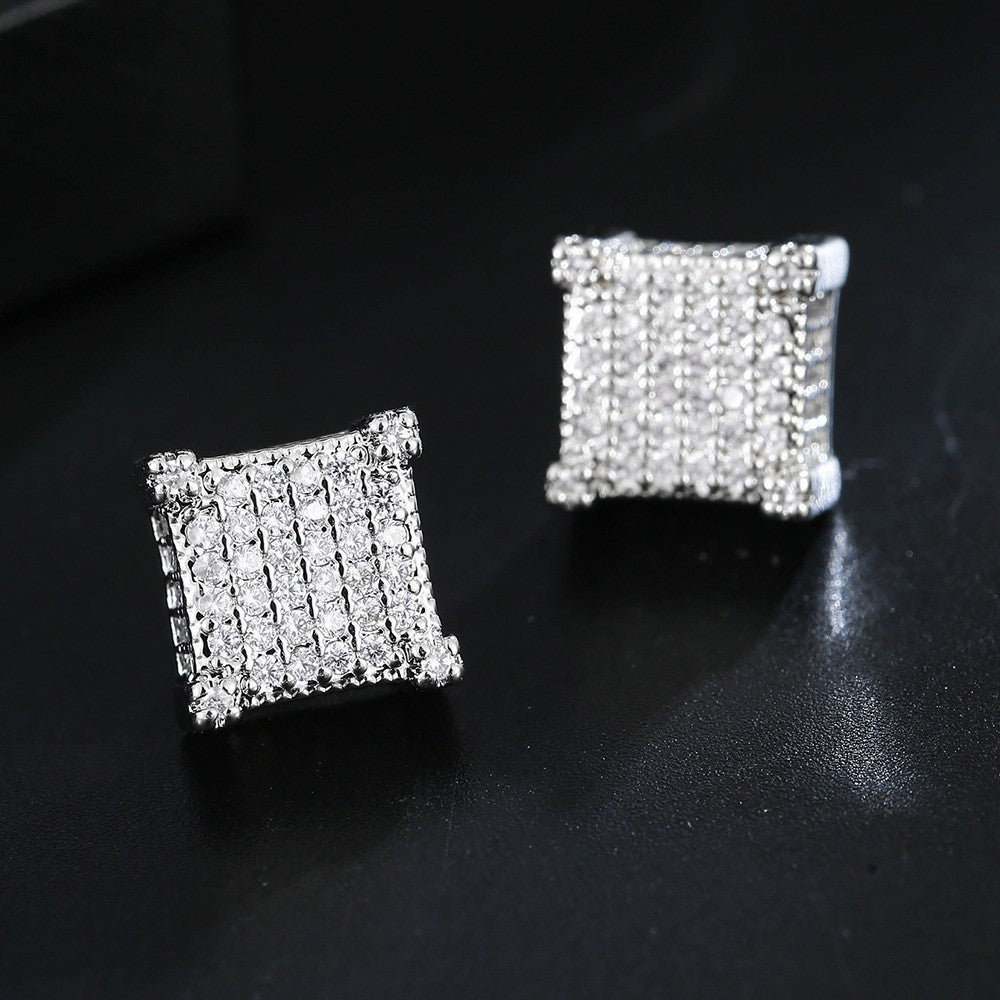 Wholesale hip hop full zircon micro boys earrings