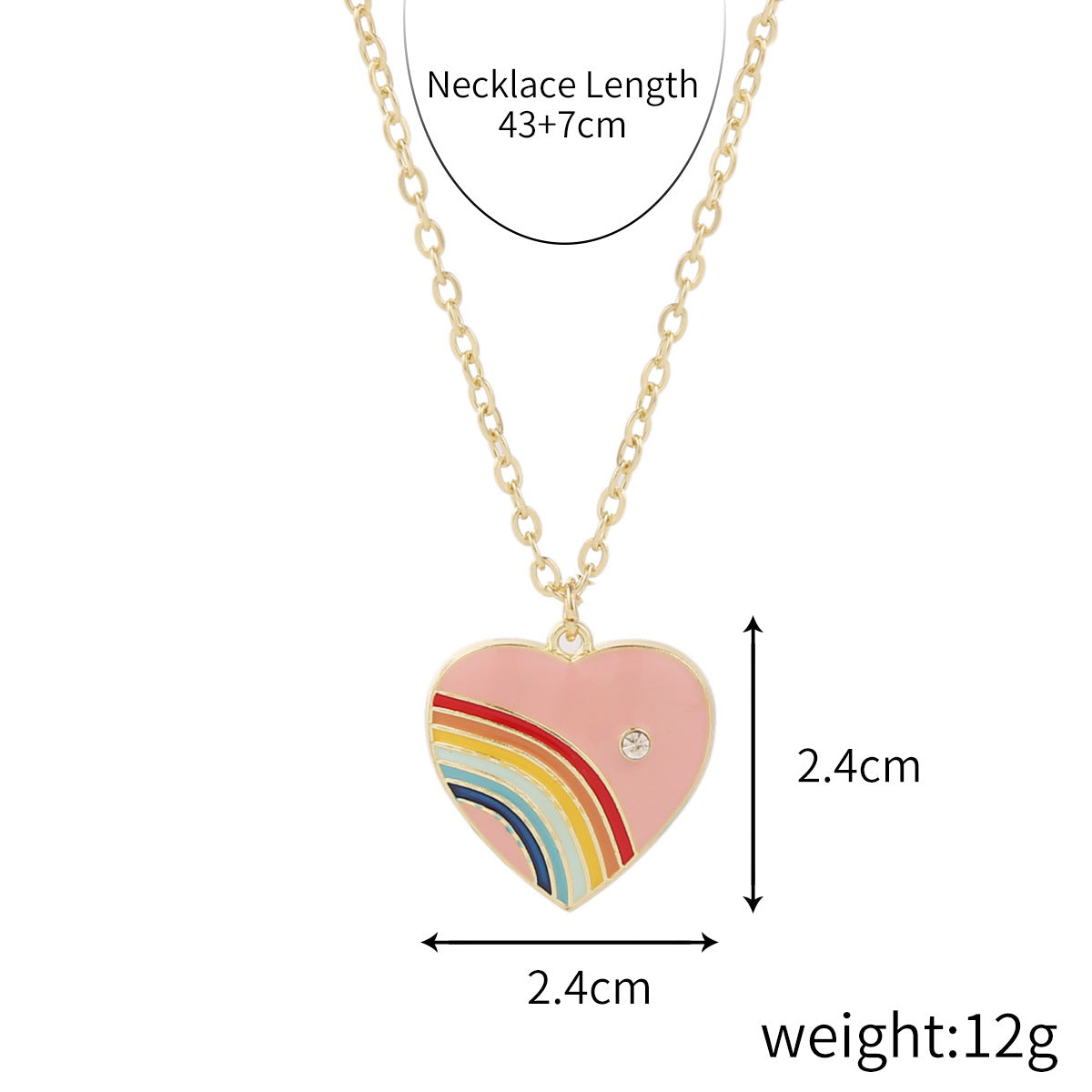 Wholesale alloy love rainbow pendant necklace