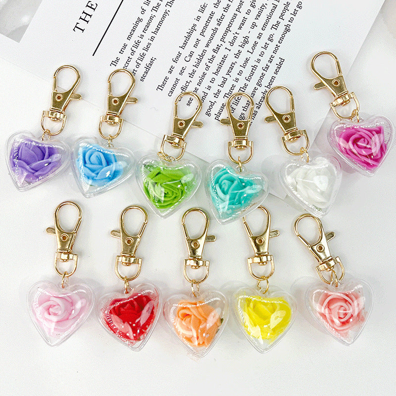 Wholesale Rose Preserved Flowers Acrylic Keychains