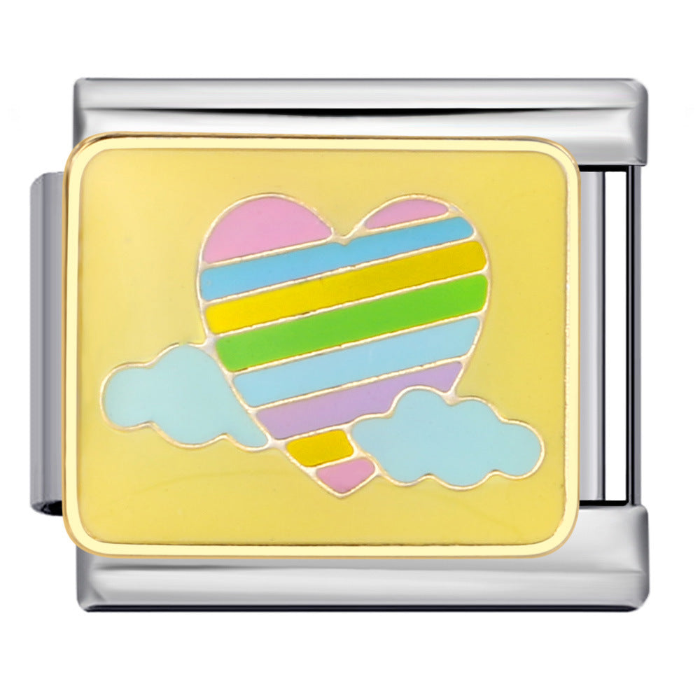 Wholesale Italian Charm Bracelet 9mm DIY Splicing Removable Color English Stainless Steel Composable Bracelet