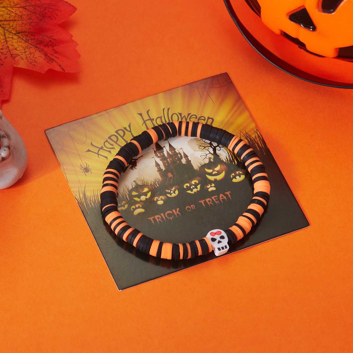 Wholesale Halloween Theme Bracelets  Spider Pumpkin Skull Pendant Soft Pottery Bracelets