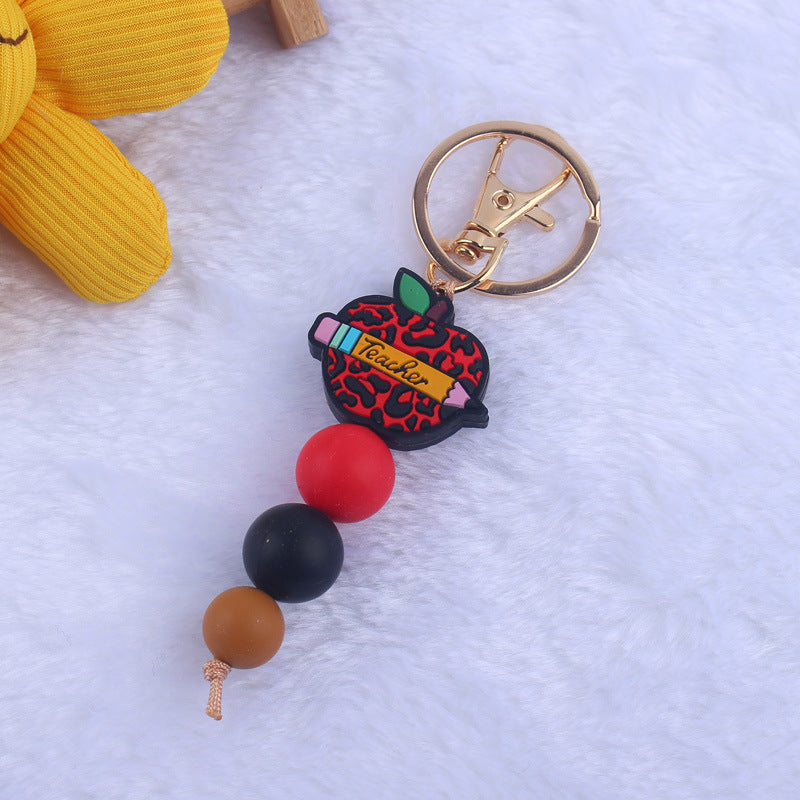 Wholesale Cartoon Teacher Books Apple Silicone Beaded Keychain ACC-KC-GuangTian009