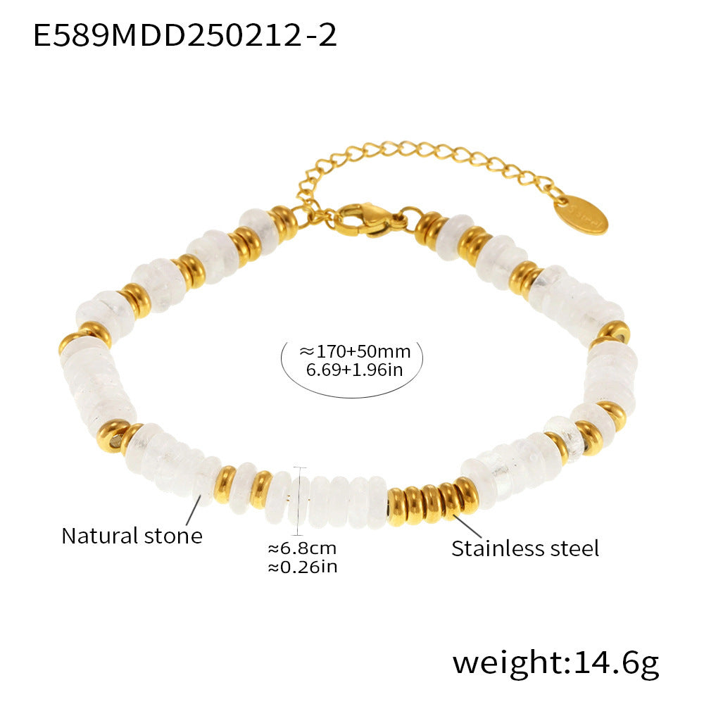 Wholesale Titanium Steel  Natural Stone Abacus Beads Bracelet