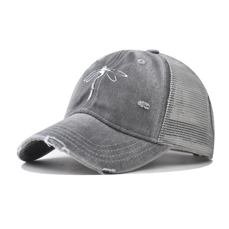 Wholesale Chic Butterfly Navy Blue Baseball Cap Adjustable Sun Protection Summer Resale