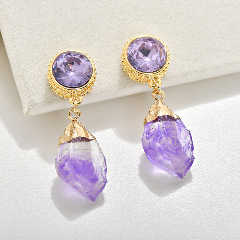 Wholesale Light Luxury Round Teardrop-shaped Resin Crystal Earrings ACC-ES-JiuJia010