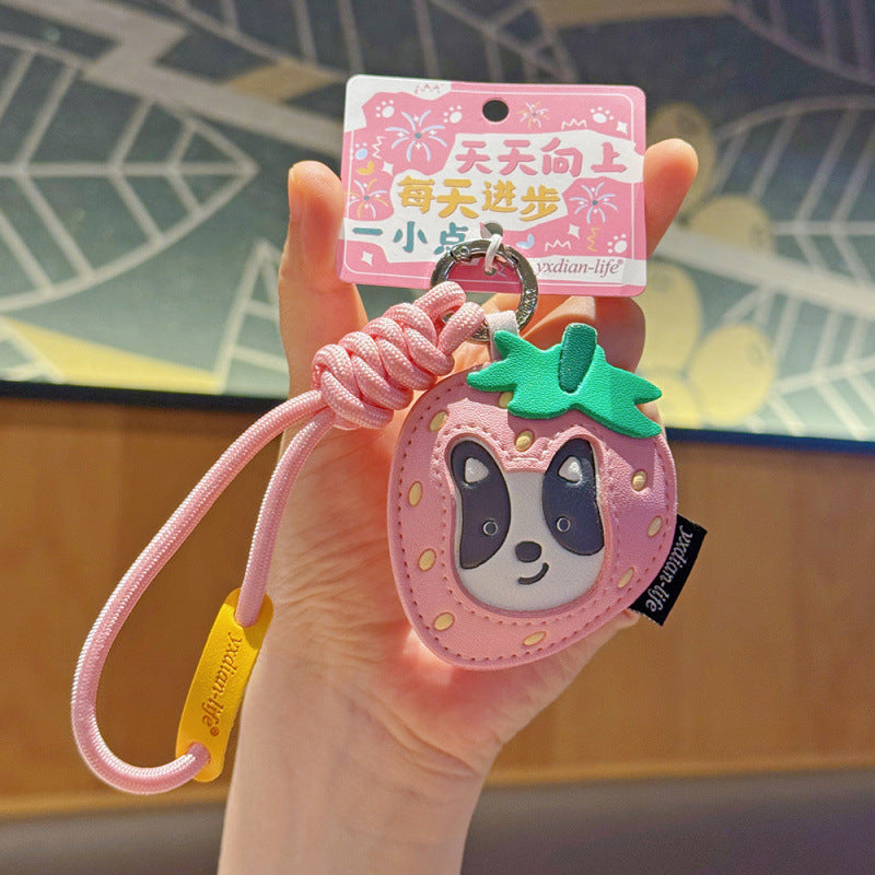 Wholesale Creative Cartoon Fruit Dog Leather Keychain Bag Charm Car Key Accessory Gift