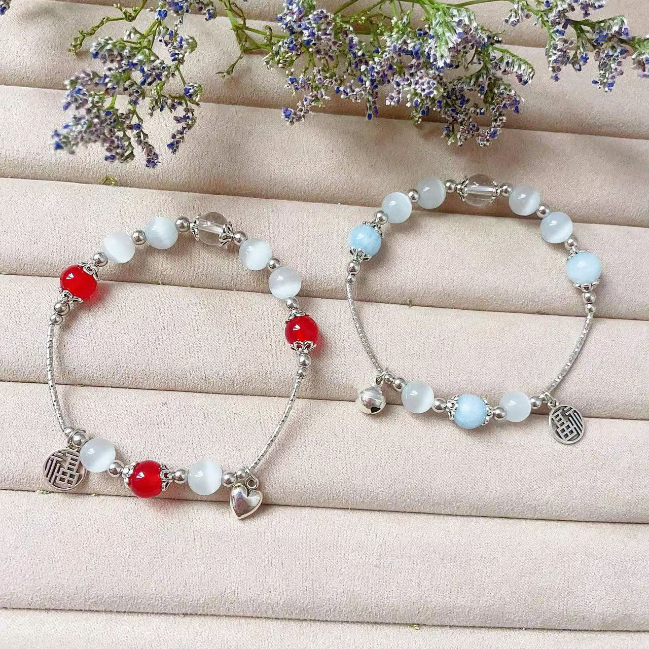 Wholesale  Cat' s Eye Bell Love Elastic Cord Bracelet