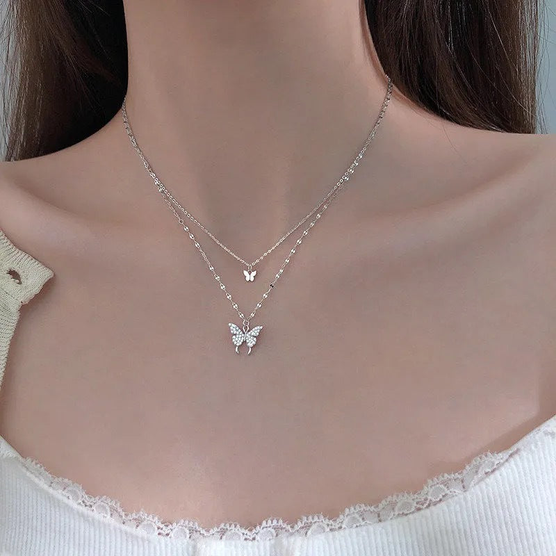 Wholesale Summer Titanium Steel Butterfly Choker Necklace