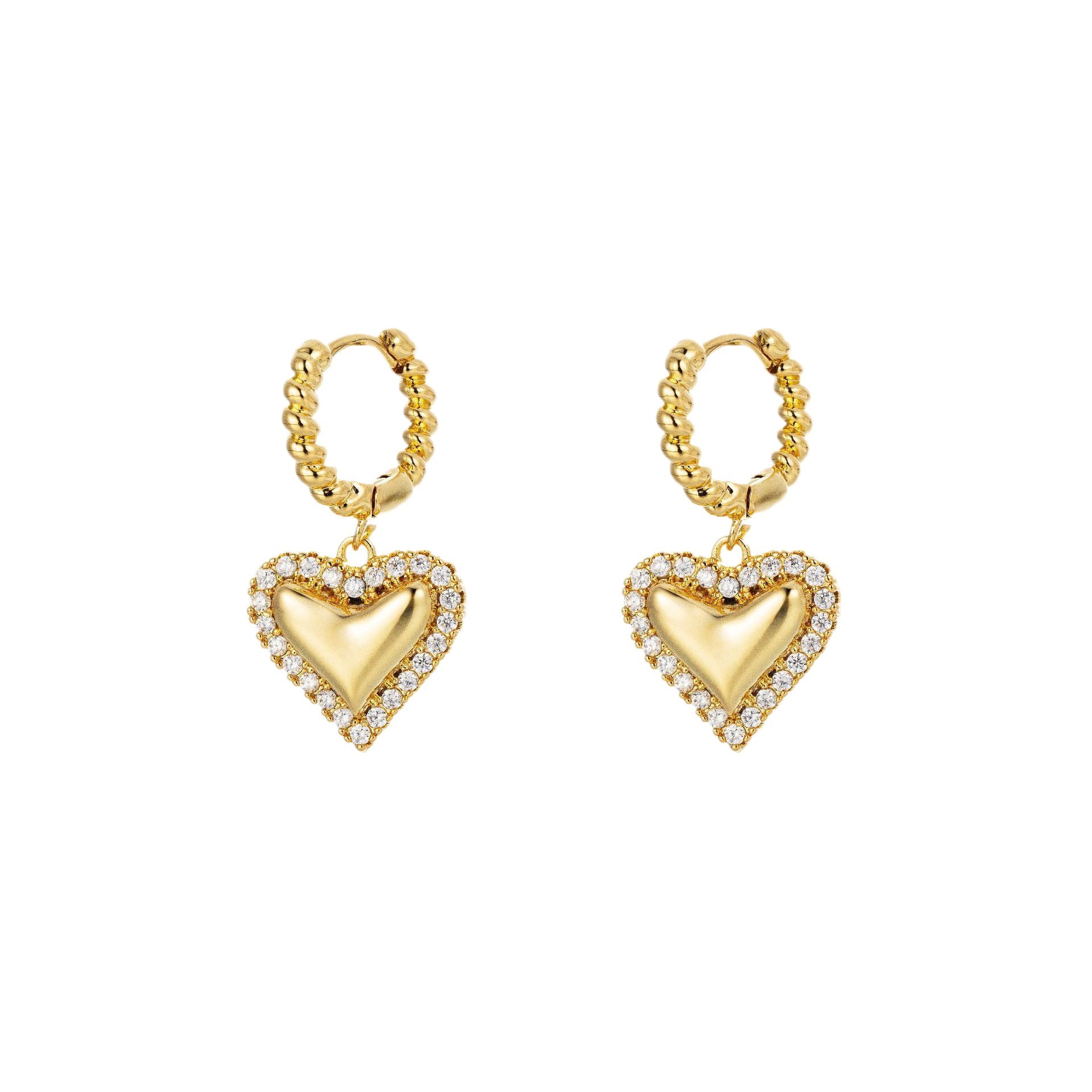 Wholesale copper plated gold inlaid zircon love earrings