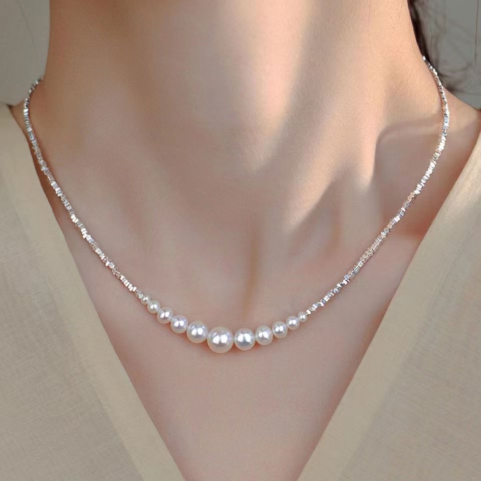 Wholesale Silver Pearl Necklace Elegant French Style Women S Fashion Jewelry Accessory Gift