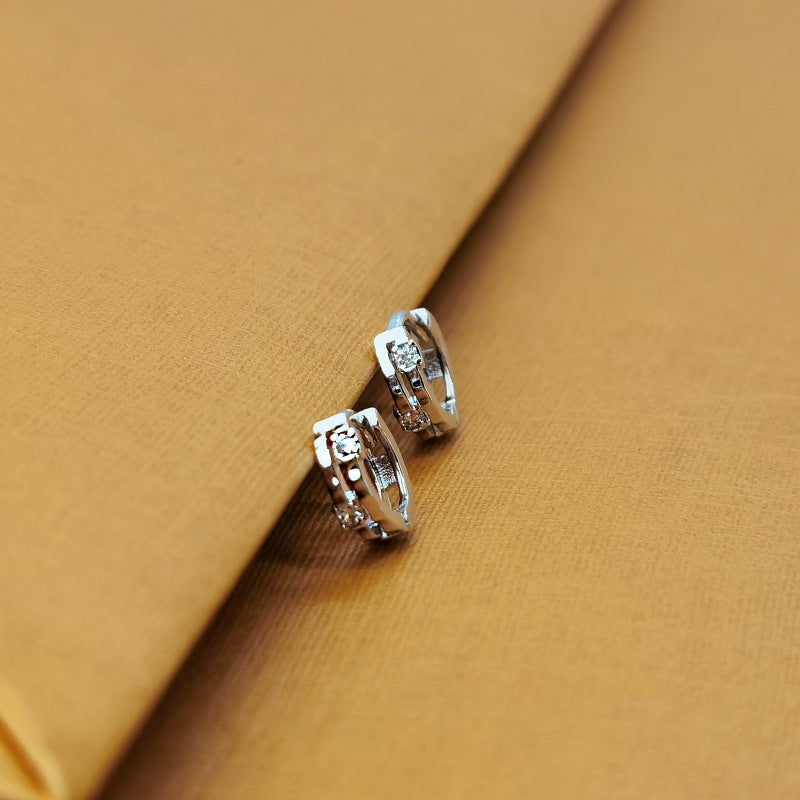 Wholesale Minimalist Double Layer Zircon Ear Studs Copper Electroplated Fashion Accessory for Boutique Resale