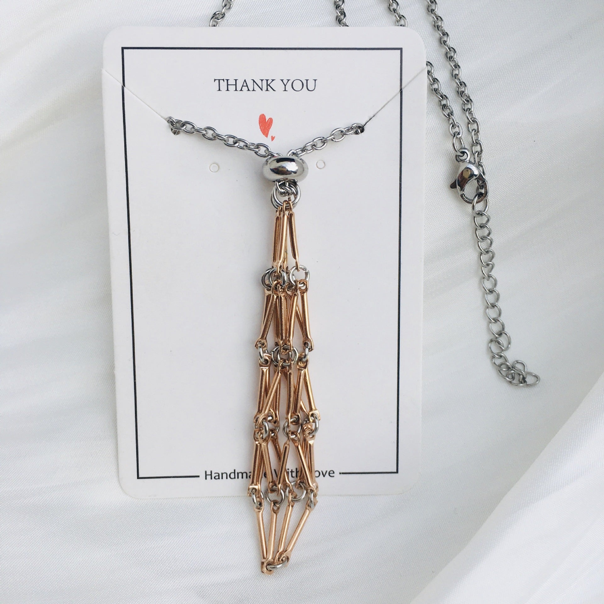 Wholesale Crystal Natural Stone Bamboo Adjustable Stainless Steel Mesh Necklace ACC-NE-RongGuan003