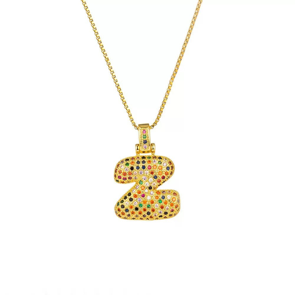 Wholesale Hip-Hop 26 Letter Pendant Set,  Gold Plated Copper Diamond-Set,  Chic Jewelry Gift