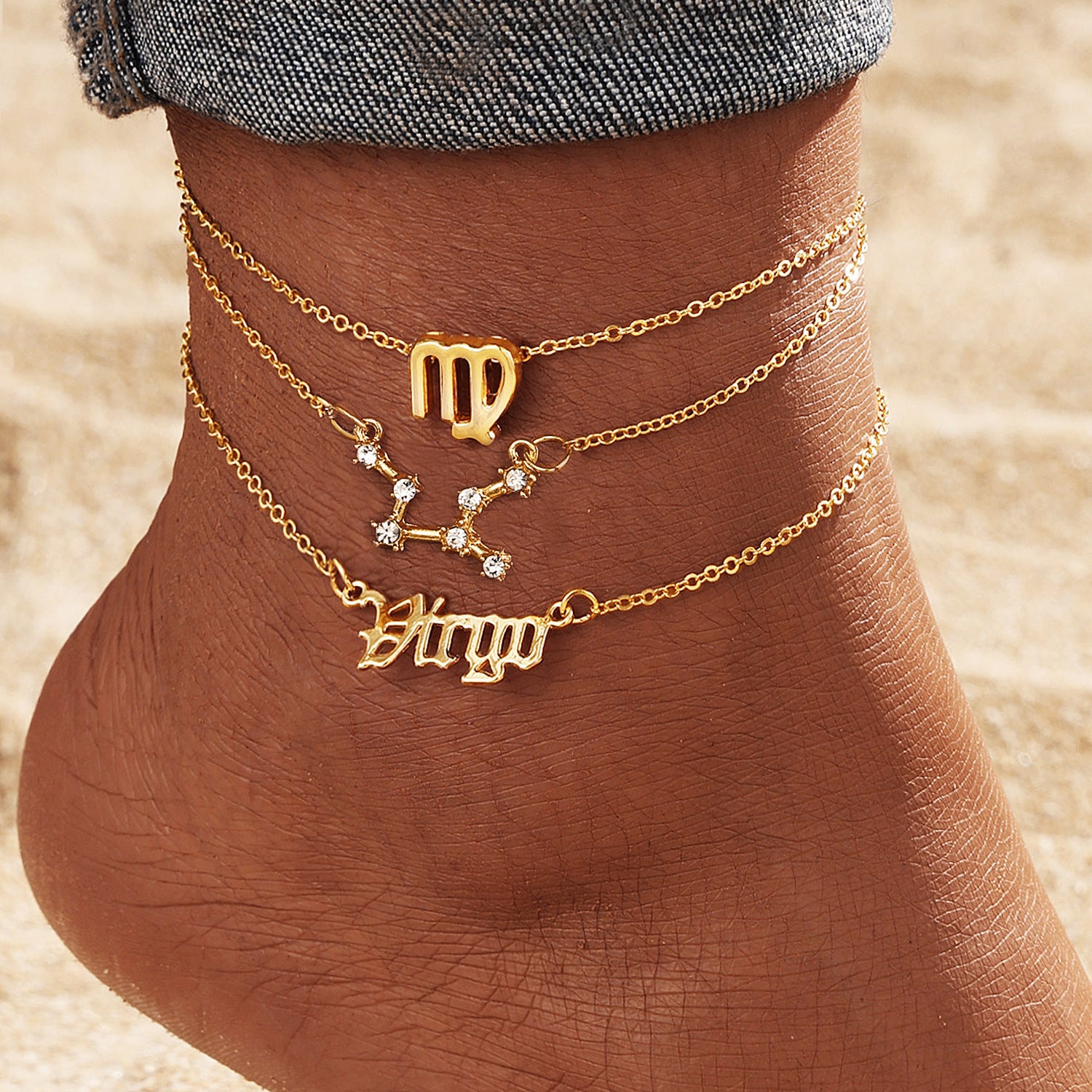 Wholesale 12-constellation alloy anklet r 12-star gold diamond-encrusted anklet