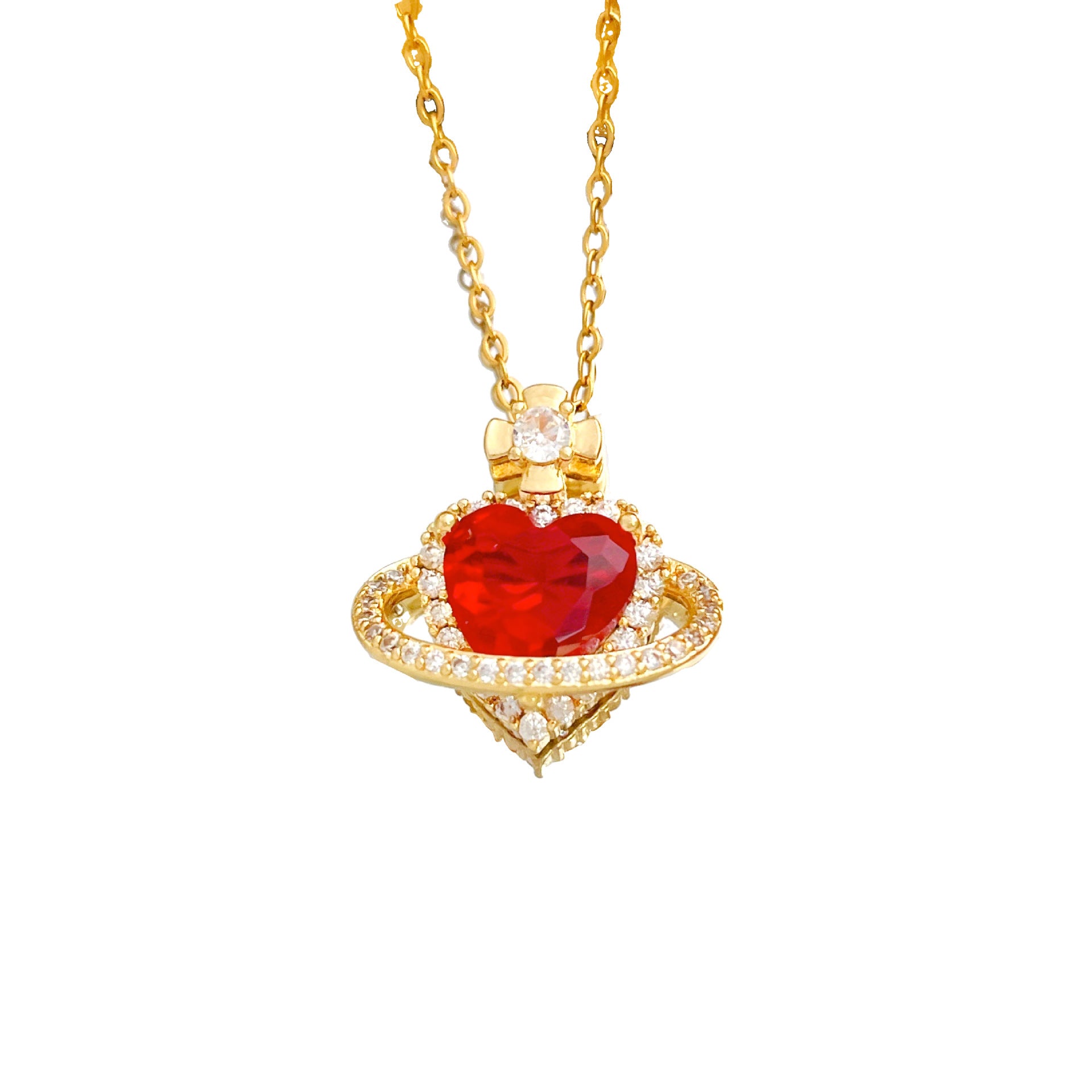 Wholesale Titanium Steel Heart Flower Necklace Gold Plated Sweet Style Boutique Jewelry